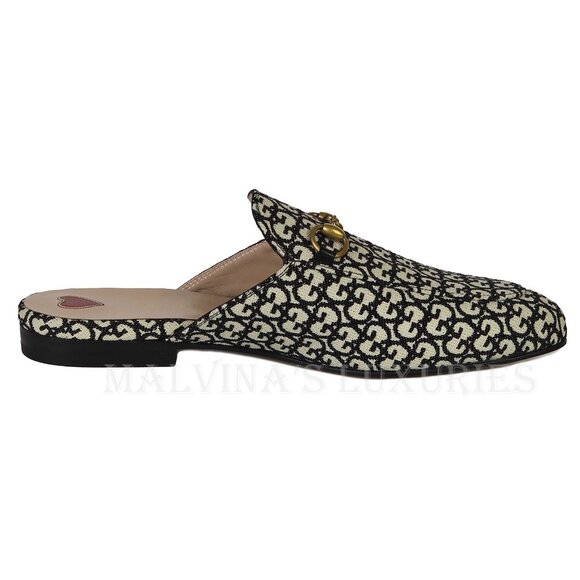 GUCCI SHOES PRINCETOWN HORSEBIT GG JACQUARD SLIPPERS LOAFER MULE sz 39 9 - Picture 6 of 16
